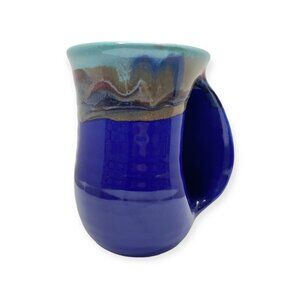 Handmade Ceramic Mug In Blue & Earthy Glaze